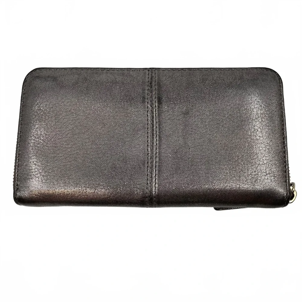 kate spade Silver Leather Zip-Around Wallet | OS